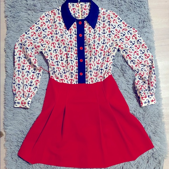 HOST PICK 🌟 Vintage one of a kind handmade anchor dress - Picture 1 of 12